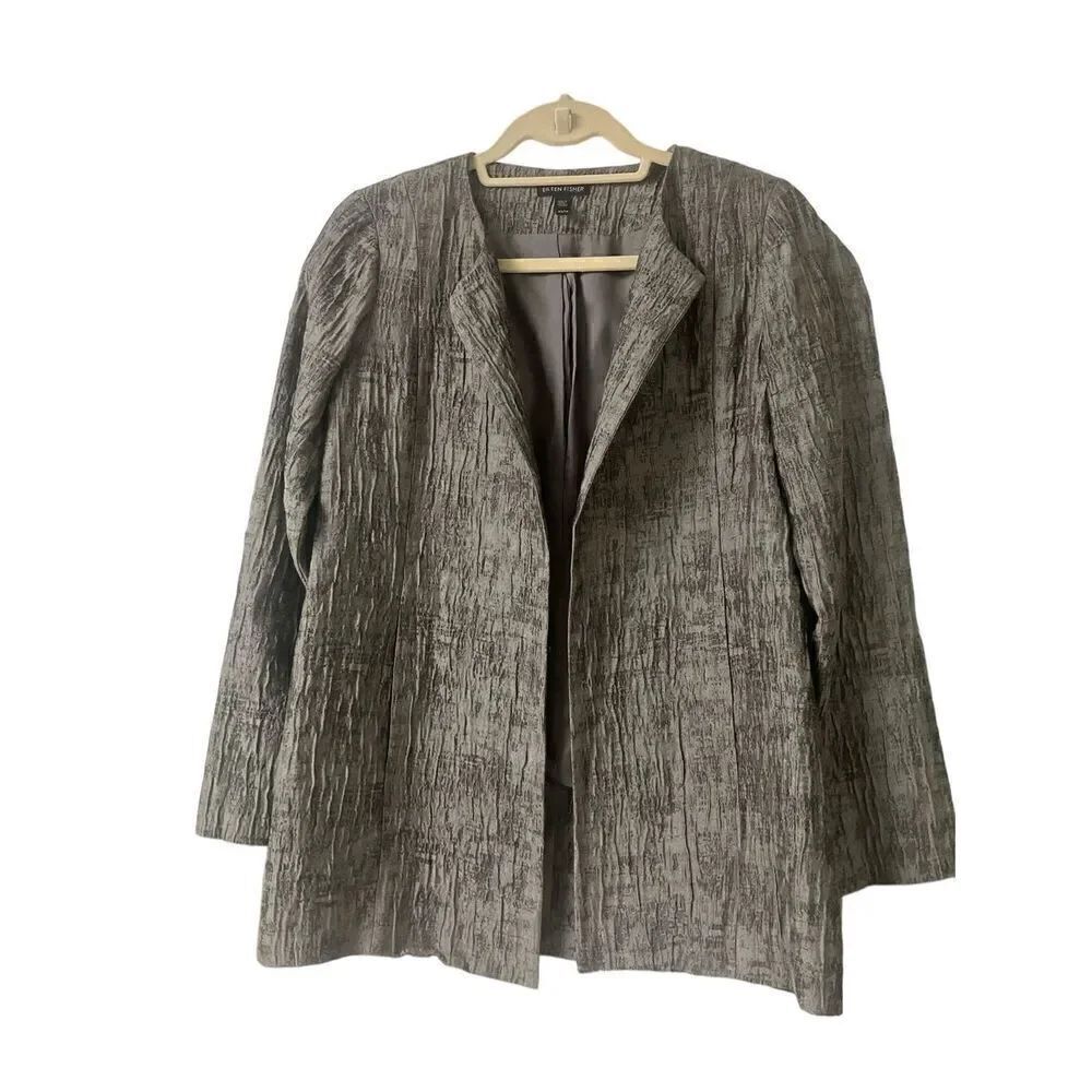 Eileen Fisher silk blend separates jacket gray sz XS